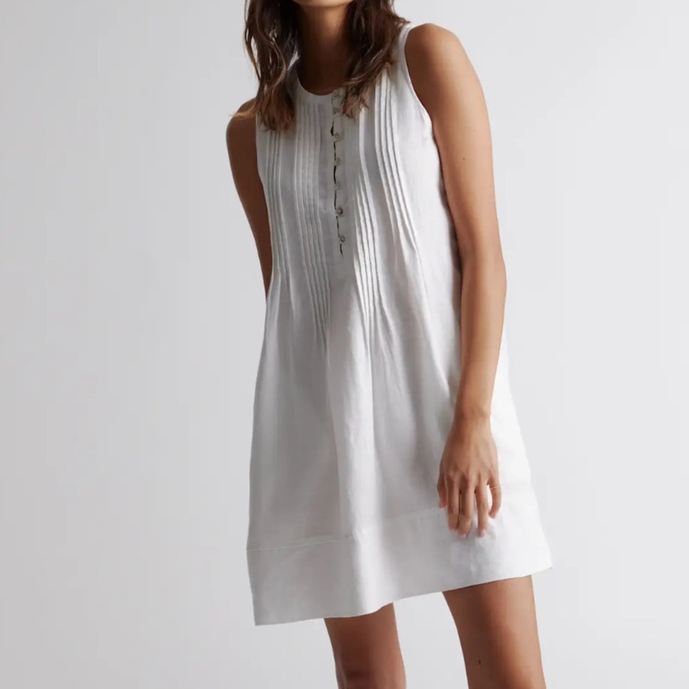 Quince 100% European Linen Sleeveless Dress White